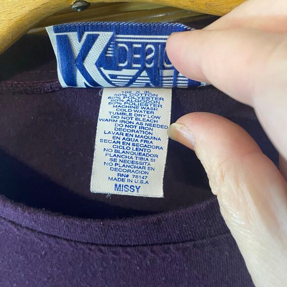 Vintage 90s Kavio Designs I Love Country Long Sleeve Tee Shirt USA cottagecore - Picture 5 of 5